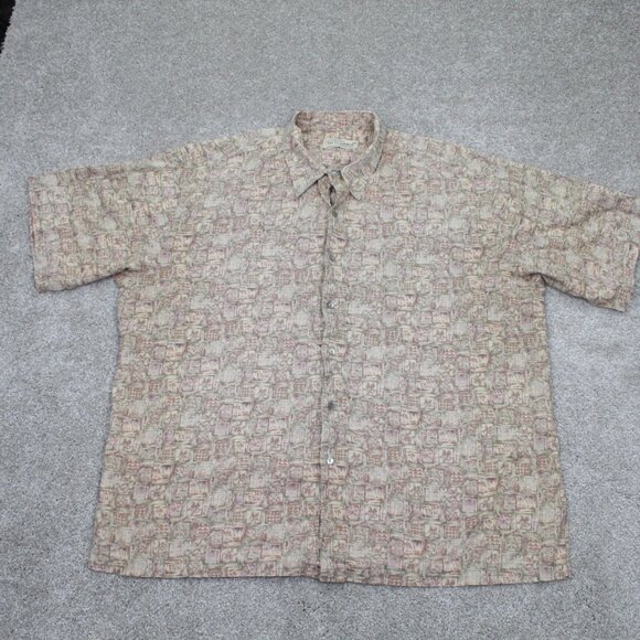Tori Richard Shirt Adult 2XL XXL Beige Cotton Lawn Short Sleeve Button Up - Picture 1 of 11